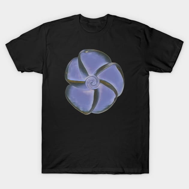 Plumeria bloom  twirl in blue T-Shirt by FlossOrFi